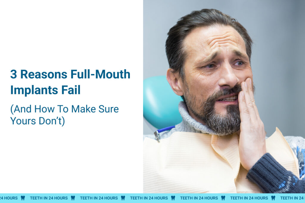 man experiencing tooth pain due to failing implants